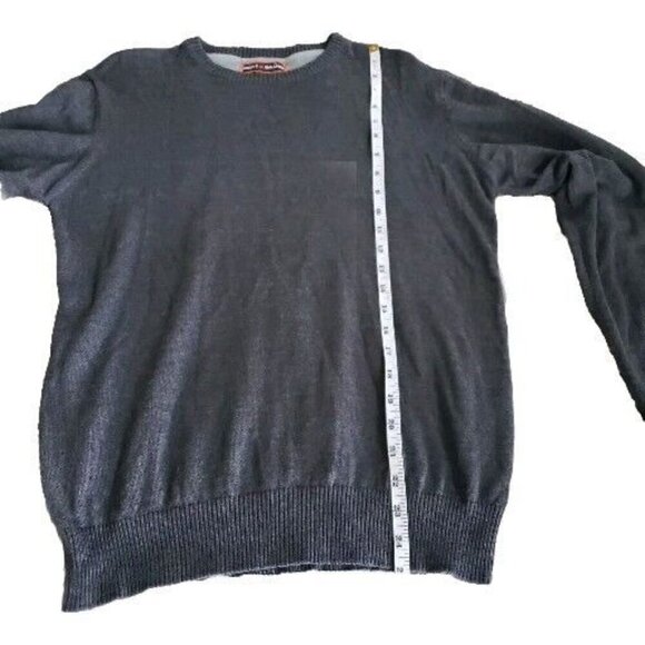 Mott & Grand Men's Medium Sweater Crew Knit Long Sleeve Padded Elbows Charcoal - Picture 8 of 9